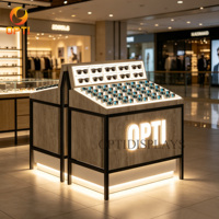 Présentoir de Comptoir pour Lunettes de Soleil en Bois et Métal Personnalisé pour Magasin, avec Logo Lumineux LED
