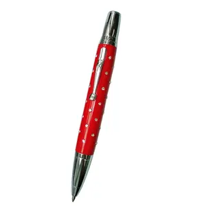 אדום יהלומי כדור עט עם כיפת אפוקסי שרף לוגו עט תכשיטי אביזרי מתנות קריסטל כדורי עט