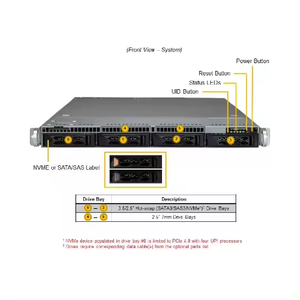 Servidor en Rack Supermicro SYS-611C-TN4R X13 1U CloudDC PCIe 5.02 con 4 Ranuras Hot-Swap de 3.5" NVMe/SAS/SATA 1U-DPR - Product Image 3