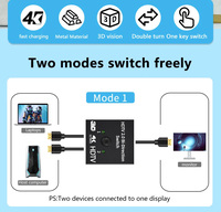 Conmutador HDMI 2.0 Bidireccional 4K 60HZ, 2x1 1x2, Divisor HDMI Bidireccional, 2 Entradas 1 Salida, Convertidor HDCP 3D