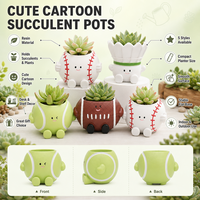 Jolie plante en pot de bureau, décoration d'intérieur, pot de fleurs succulentes, ornement de jardinage créatif en forme de ballon de baseball