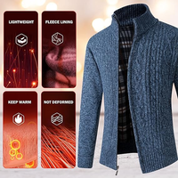 Nouvelle veste slim pour homme automne-hiver, style luxe léger, col uni, cardigan en tricot avec fermeture éclair