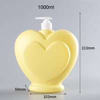 300ml 500ml 1000ml Bouteille de savon liquide vide en forme de cœur en plastique Pe Bouteille de lotion pour détergent à lessive