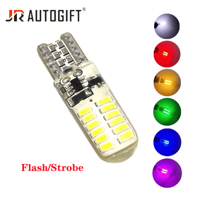 <span class=keywords><strong>Ampoule</strong></span> <span class=keywords><strong>LED</strong></span> T10 12V 24V 3014 24SMD à clignotement <span class=keywords><strong>stroboscopique</strong></span>, large, en silicone, pour feux de stationnement, clignotants latéraux de voiture et feux de recul, Blanc Rouge Jaune - Product Image 2