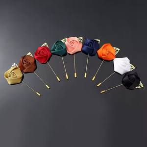 Atacado Moda Personalidade Red Gold Leaf Rose <span class=keywords><strong>Flower</strong></span> Homens Broche Terno De Casamento Peito Acessórios Host Corsage - Product Image 1