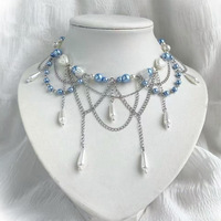 Collier de perles, bijou de luxe léger, accessoire haut de gamme, pendentif pour femme, longue chaîne de clavicule