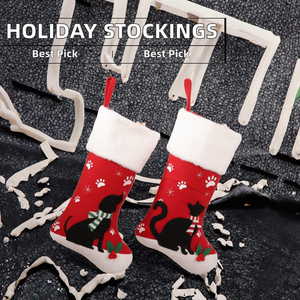 Chaussettes de Noël festives, décorations pour chiots et chatons, pendentifs pour arbre et cheminée, sacs à bonbons, sacs cadeaux pour décorations de fête - Product Image 2