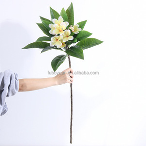 SLF052 Nouvelle branche de fleurs artificielles de Plumeria Rubra Frangipani <span class=keywords><strong>Frangipane</strong></span> à 15 feuilles pour la décoration de table de mariage, de bureau, de maison, d'hôtel - Product Image 4