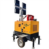 Tour d'éclairage mobile avec générateur diesel Kubota, élévateur hydraulique manuel de 9 mètres, LED à angle de faisceau de 360°, indice de protection IP65, Ra80, éclairage 5 ans