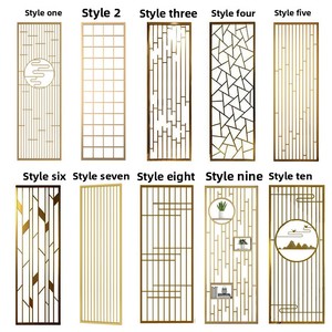 Paravent de séparation moderne et minimaliste en alliage d'aluminium électroplaqué, motif floral simple, pour salon et entrée, style luxe léger - Product Image 2