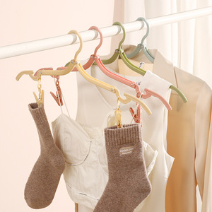 Folding Clothes Hanger With Clips For Travel And Drying Clothes Non Slip Design For Home Student Dormitory Use Rectangle Hook - Product Image 1