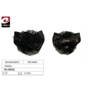 Fermagli per capelli con nodo in seta Two Hearts neri, 12 pezzi - Product Image 1