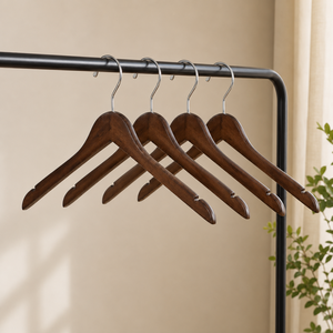 High Quality Custom Walnut Wooden Clothes <b>Hanger</b> with Trouser Bar for Wardrobe and Living Room - Product Image 5