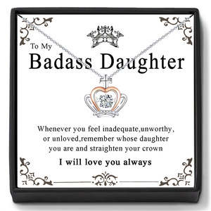 To My <span class=keywords><strong>Badass</strong></span> Daughter Crown Queen Collar Regalo de cumpleaños para hija Uso diario y ropa a juego con tarjeta y caja de regalo - Product Image 6