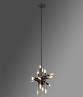 XZ Linéaire Métal Noir Plafonnier E12 Ampoule Élégamment Perché Ivoire Tissu Hôtel Projet Pendentif Lampe Lustre