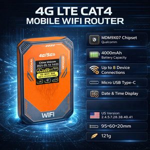 Routeur 4G DNXT avec carte SIM, 4000 mAh, <span class=keywords><strong>Internet</strong></span> mobile Wi-Fi 150 Mbps, Wi-Fi de poche avec date et heure, routeur 4G USB - Product Image 2