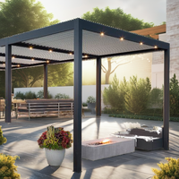 Auvent de terrasse et de jardin à toit à persiennes, structure en acier inoxydable thermolaqué, solution de brise-soleil de style aluminium pour balcon