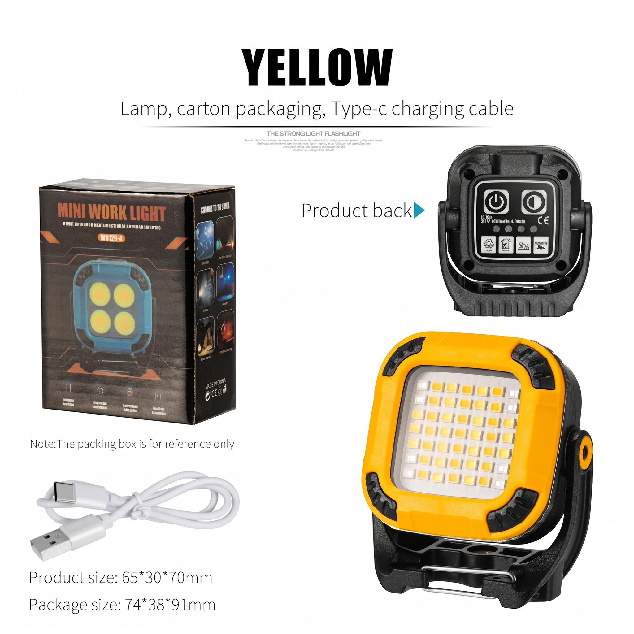 Multi-functional Portable Small Square Work Light Rechargeable Car Inspection Camping COB Magnet LED
