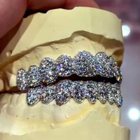 Grillz de rappeur en argent sterling 925 plaqué or, grillz personnalisés avec diamants, grillz glacés en moissanite VVS pour bijoux hip-hop