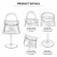 Verre à jus de luxe en forme de sac à main, 460 ml, en verre borosilicate transparent, avec pied, pour cocktails, fêtes et bar à domicile
