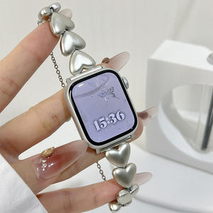 Correa de reloj de metal en forma de corazón de 38 40 41 42 44 45 49 mm, plateada, oro rosa, chapada en metal, para Apple Watch. - Product Image 2