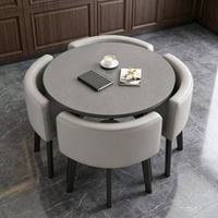 Table à manger moderne en MDF avec plateau rond à surface lisse pour salle à manger à domicile