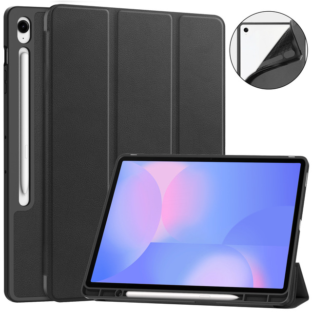 FULINTE Case for for Tab S10 FE Plus 13.1" Tablet PU Leather Shockproof Dustproof Tri-fold Pencil Holder