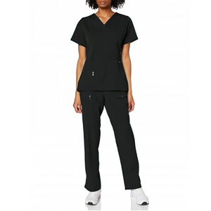 V-Neck <b>Scrub</b> Suit Set For Women Medical Staff Short Sleeve Split Design Moisture Wicking Uniforms Hospital Workwear - Product Image 4