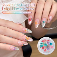 Missgooey Nouveauté 4 Couleurs Fleurs Séchées Miniatures Véritables du Jardin de Monet Petites Perles Rondes Strass pour Décoration d'Ongles DIY Manucure
