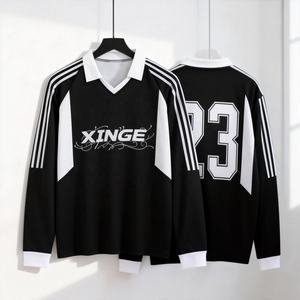 เสื้อโปโลผู้ชายสไตล์อเมริกันใหม่ปี 2026 แฟชั่นทันสมัย ลายทางแบบปะติดปะต่อ แขนยาว ผ้าถักลำลอง - Product Image 3