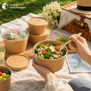 Conteneur en papier pour <span class=keywords><strong>Poke</strong></span> <span class=keywords><strong>Bowl</strong></span>, personnalisable OEM/ODM, jetable, biodégradable, écologique, avec couvercle, pour Vegan-deli, Cloud-kitchen, Gourmet - Product Image 2