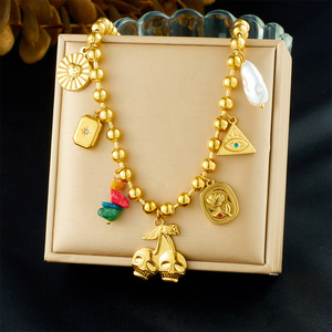 European American Bohemian Gold Plated Cherry Skull Pendant Necklace Zinc Alloy Charms Niche Fashion Jewelry - Product Image 1