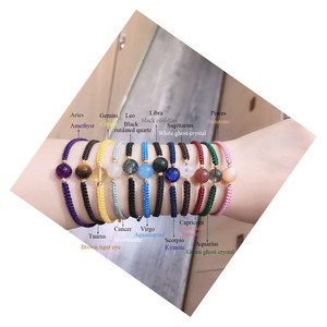 Neu angekommene Naturstein Edelstahl Perlen geflochten 12 Zodiac Energy Month Geburtstag Schmuck Geschenk Armbänder Frauen Männer - Product Image 6