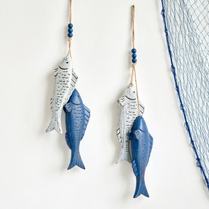 Decoración de Pared de Madera Tallada con Forma de Pez Mediterráneo, 2 Piezas, Decoración para el Hogar, Forma Irregular, Material de Madera - Product Image 3