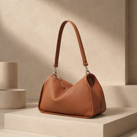 Nouveautés 2027 : Sacs à main pour femmes, sacs à bandoulière en cuir véritable couleur café avec logo personnalisé, fabriqués en Chine