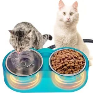 Tigelas para Animais de Estimação 2 em 1 Montadas na Parede, Ecológicas, Automáticas, em Aço Inoxidável, Dupla, Resistentes ao Calor/Frigor, Laváveis na Máquina de Lavar Louça, para o Inverno - Product Image 5