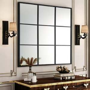 Espejo Decorativo <span class=keywords><strong>de</strong></span> Estilo Rústico Vintage para Sala <span class=keywords><strong>de</strong></span> Estar Grande y Moderna, con Marco Metálico y Diseño <span class=keywords><strong>de</strong></span> <span class=keywords><strong>Ventana</strong></span> <span class=keywords><strong>de</strong></span> Capilla - Product Image 1