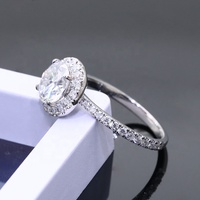 Cincin Emas Solid 14K Wanita, Perhiasan Mode Putih Berlian Moissanite 2 Karat D VVS1 untuk Pernikahan