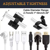 Attaches-câbles auto-adhésifs réglables en plastique écologique noir pour gestion des fils serrés, organisateurs de cordons pour TV, PC, Ethernet, bureau