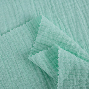 Tela de crepé de algodón de doble capa sólida al por mayor para mantas de bebé, pijamas de maternidad, tela suave para la piel. - Product Image 4