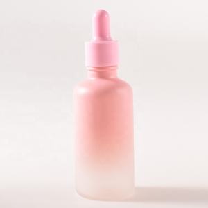 Botella de vidrio de aceite de esencia cosmética de color rojo degradado de pintura con botella cuentagotas de goma Rosa 5ml 10ml 20ml 50ml 100ml - Product Image 6