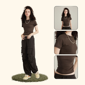 Robe T-shirt Femme Sportive Courte Col Rond 220GSM Coton Imprimé 3D Tricoté Anti-boulochage Été - Product Image 1