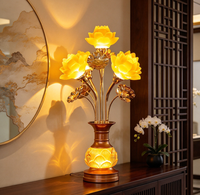 Lampe de table LED AC contemporaine en fer Lotus Buddha, écologique, pour la décoration de la chambre à coucher