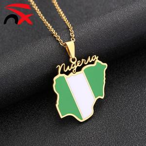 Promocional Nigeria <span class=keywords><strong>mapa</strong></span> contorno colgante collar moda esmalte relleno <span class=keywords><strong>África</strong></span> joyería Día DE LA Independencia regalo recuerdo - Product Image 5