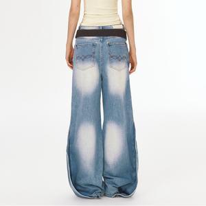 Vaqueros de mezclilla azul personalizados para mujer, de alta calidad, con lavado desgastado, estilo vintage, holgados, talla grande, estilo boyfriend. - Product Image 5