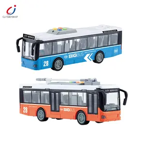 Hot Sale Kids Gift School Bus Toys With Light And Sound, 1 16 Plastic Inertial Model Buses Cars