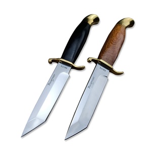 Couteau de chasse russe à lame fixe en bois, manche en bois, fabrication DIY OEM, pour la survie en camping, lame 7Cr13Mov, dureté 57HRC, longueur totale 22,4 cm, pour l'extérieur - Product Image 1