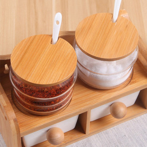 Juego de tarros de almacenamiento de botes Contenedores de cerámica/Juego de botes de té, café, azúcar con tapa de madera con cucharas - Product Image 3