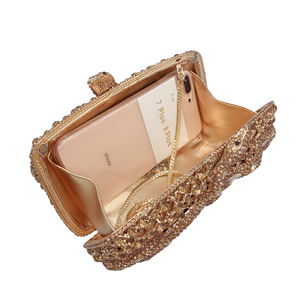 Bolso de mano de cristal para mujer con correa de cadena, bolso de mano con pedrería brillante para banquetes y discotecas - Product Image 4