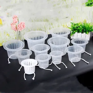 4 Inch Aquaponics Hydroponics Net Pots Garden Slotted Mesh Net Cups Plastic Orchids Pot Plant Nursery Basket with Wide Lip